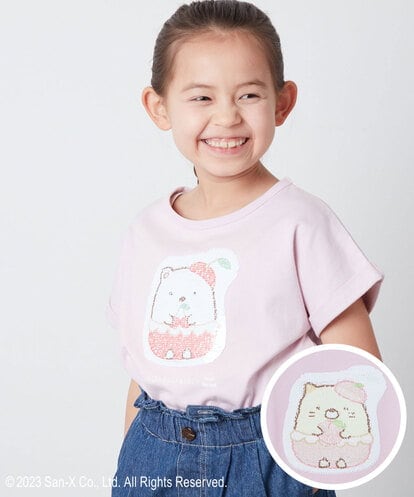 KJKFS80029 a.v.v KIDS [100-140]すみっコぐらしスパンコールＴシャツ