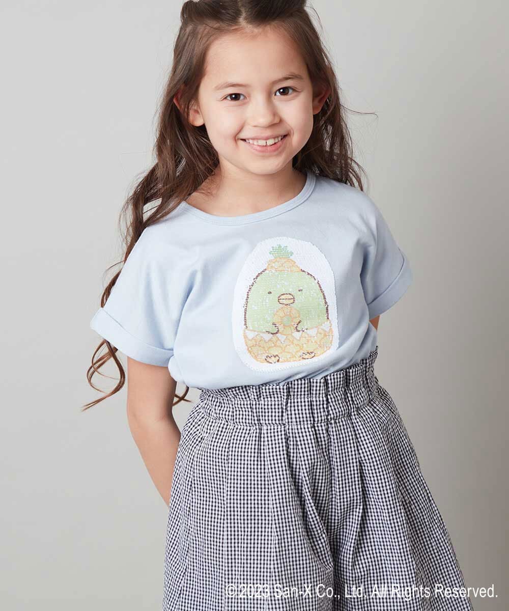 KJKFS80029 a.v.v KIDS(アー・ヴェ・ヴェ) [100-140]すみっコぐらしスパンコールＴシャツ ピンク