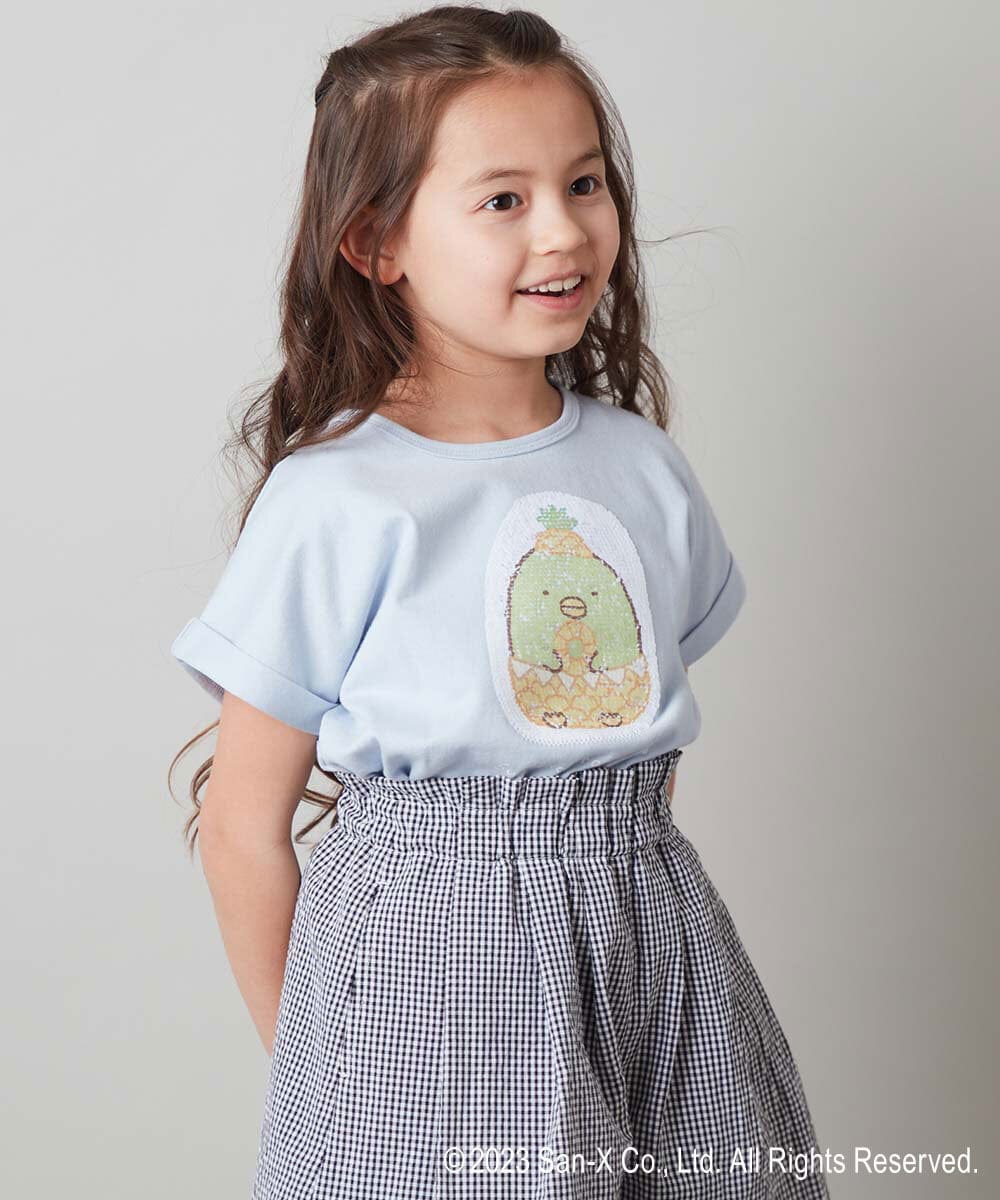 KJKFS80029 a.v.v KIDS(アー・ヴェ・ヴェ) [100-140]すみっコぐらしスパンコールＴシャツ ピンク