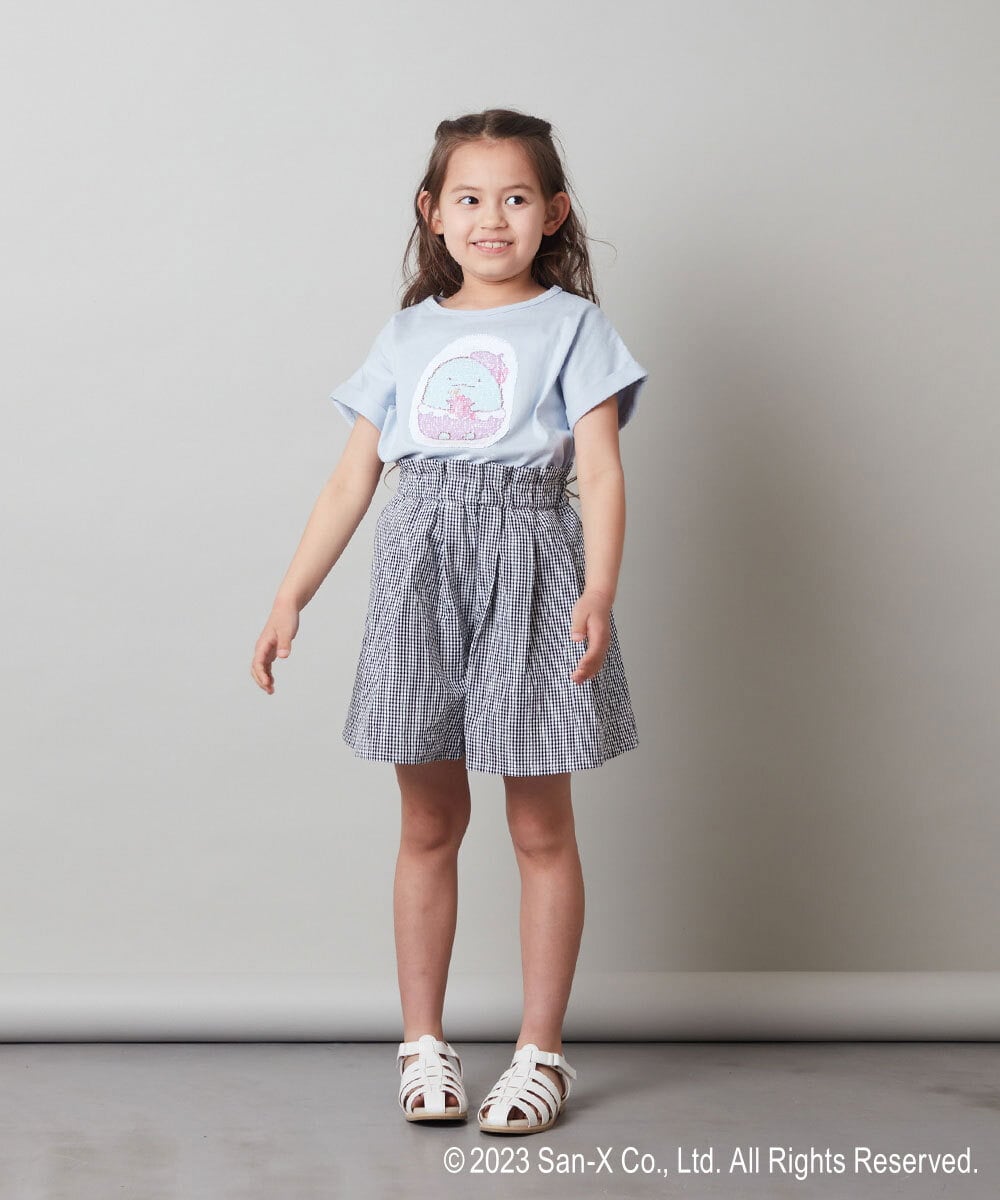 KJKFS80029 a.v.v KIDS(アー・ヴェ・ヴェ) [100-140]すみっコぐらしスパンコールＴシャツ ピンク