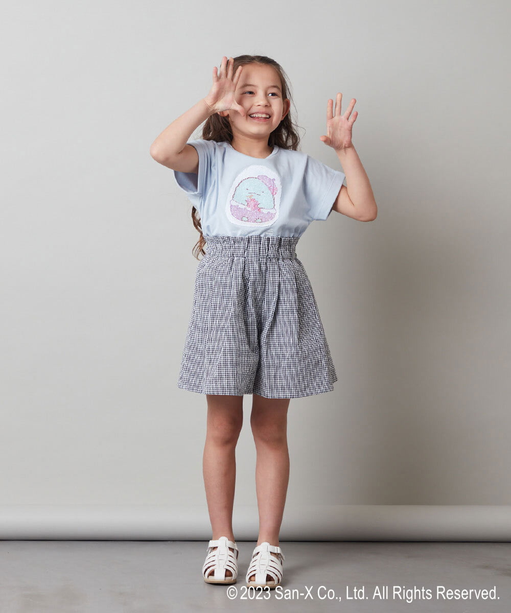 KJKFS80029 a.v.v KIDS(アー・ヴェ・ヴェ) [100-140]すみっコぐらしスパンコールＴシャツ ピンク