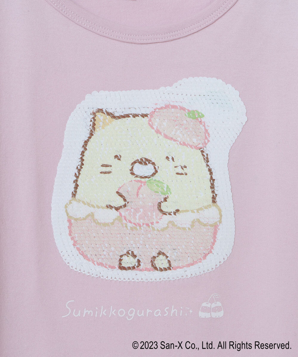 KJKFS80029 a.v.v KIDS(アー・ヴェ・ヴェ) [100-140]すみっコぐらしスパンコールＴシャツ ピンク