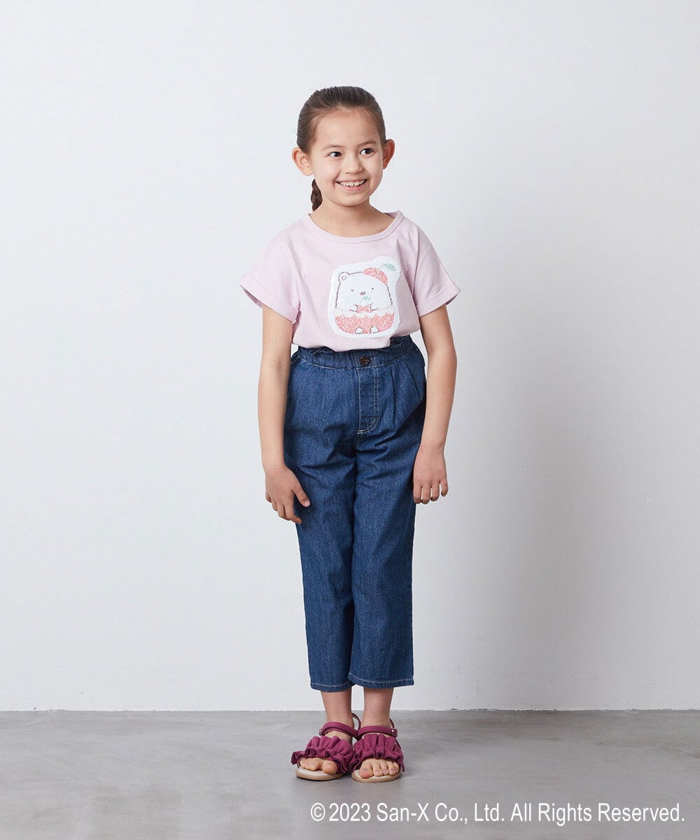 KJKFS80029 a.v.v KIDS(アー・ヴェ・ヴェ) [100-140]すみっコぐらしスパンコールＴシャツ ピンク