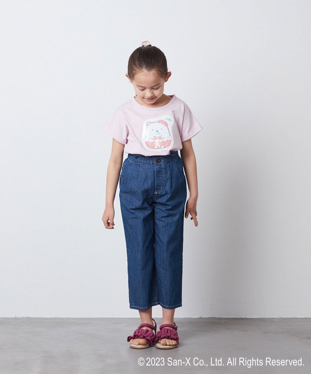 KJKFS80029 a.v.v KIDS(アー・ヴェ・ヴェ) [100-140]すみっコぐらしスパンコールＴシャツ ピンク