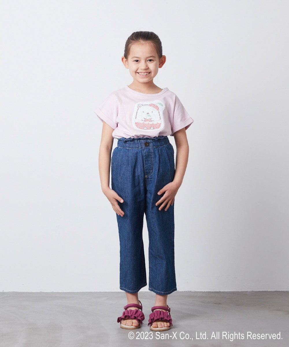 KJKFS80029 a.v.v KIDS(アー・ヴェ・ヴェ) [100-140]すみっコぐらしスパンコールＴシャツ ピンク