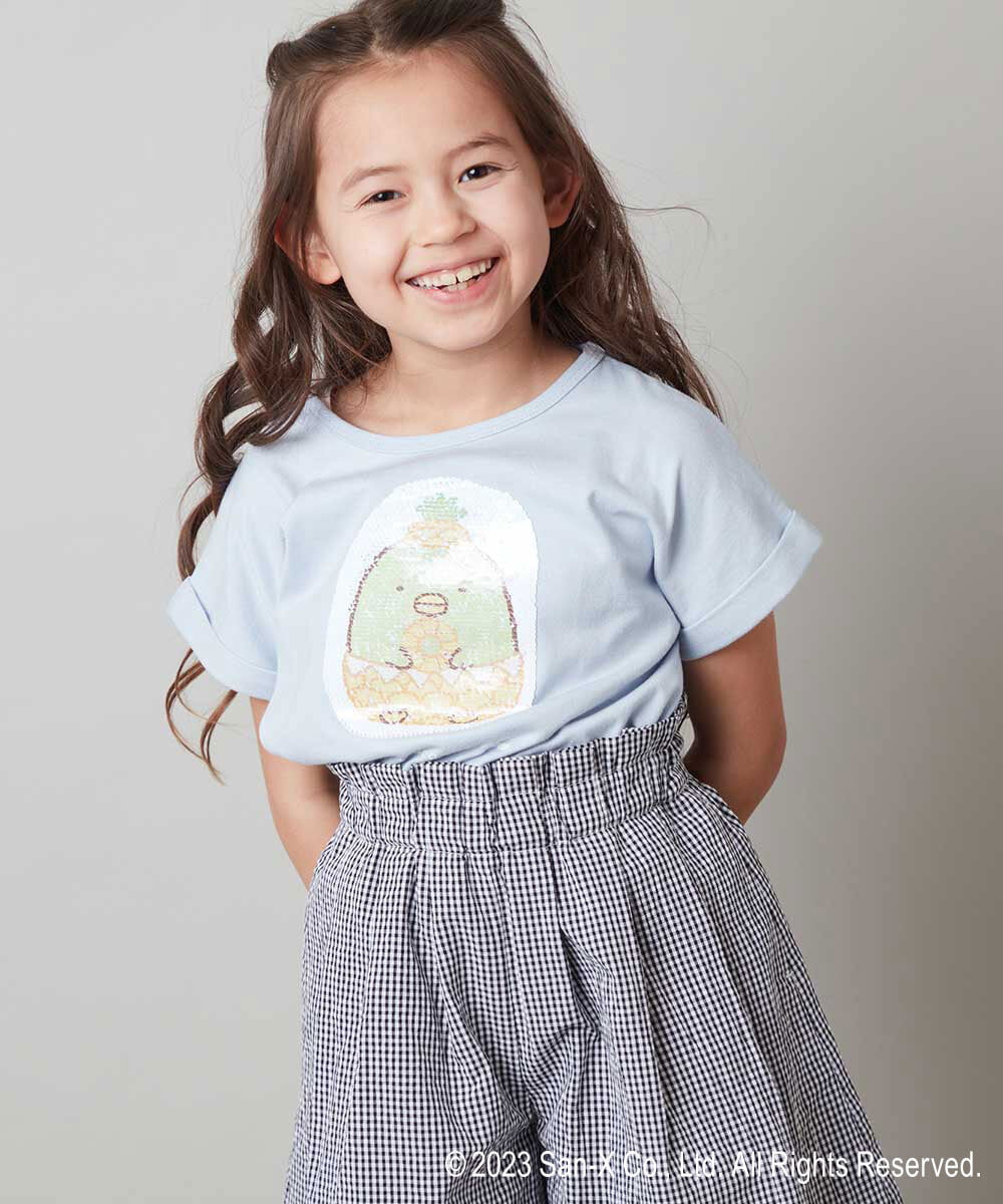 KJKFS80029 a.v.v KIDS(アー・ヴェ・ヴェ) [100-140]すみっコぐらしスパンコールＴシャツ ピンク