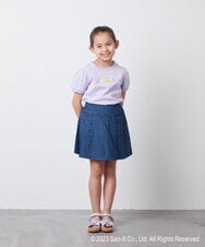 KJKFS81029 a.v.v KIDS(アー・ヴェ・ヴェ) [100-140]すみっコぐらしギンガムパフスリーブＴシャツ ラベンダー