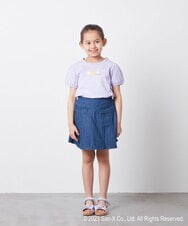 KJKFS81029 a.v.v KIDS(アー・ヴェ・ヴェ) [100-140]すみっコぐらしギンガムパフスリーブＴシャツ ラベンダー