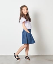 KJKFT50024 a.v.v KIDS(アー・ヴェ・ヴェ) [140-150]レースフレアスリーブＴシャツ ライトブルー