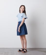 KJKFT50024 a.v.v KIDS(アー・ヴェ・ヴェ) [140-150]レースフレアスリーブＴシャツ ライトブルー