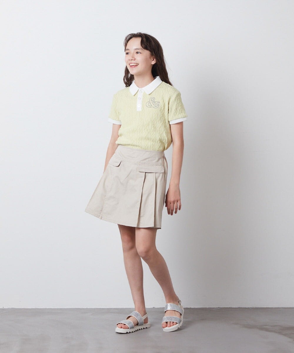 KJKFT84029 a.v.v KIDS(アー・ヴェ・ヴェ) [140-150]【マイルドライナーコラボ】ロゴポロTシャツ マイルドシトラスグリーン