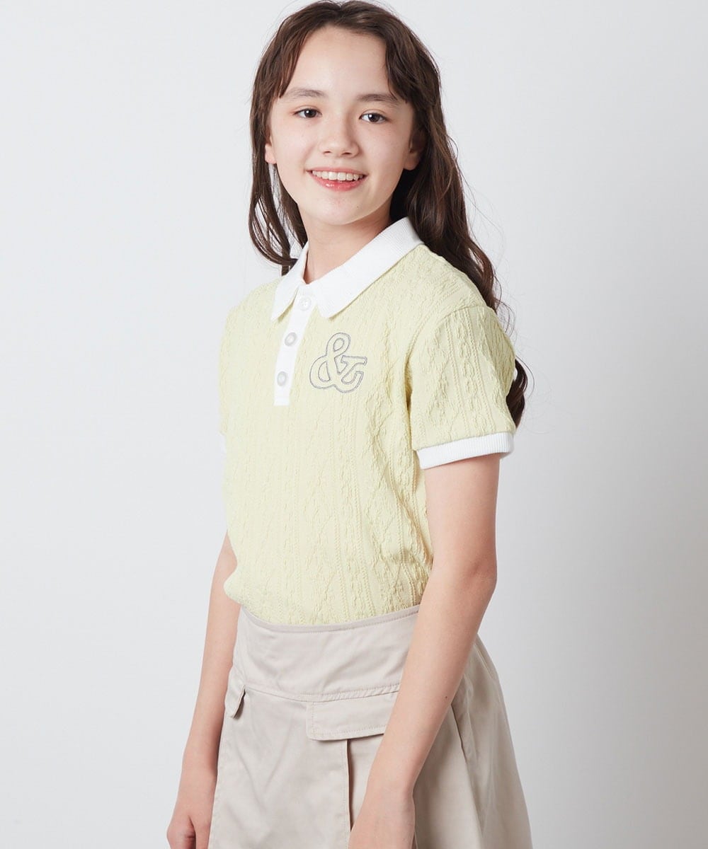 KJKFT84029 a.v.v KIDS(アー・ヴェ・ヴェ) [140-150]【マイルドライナーコラボ】ロゴポロTシャツ マイルドシトラスグリーン