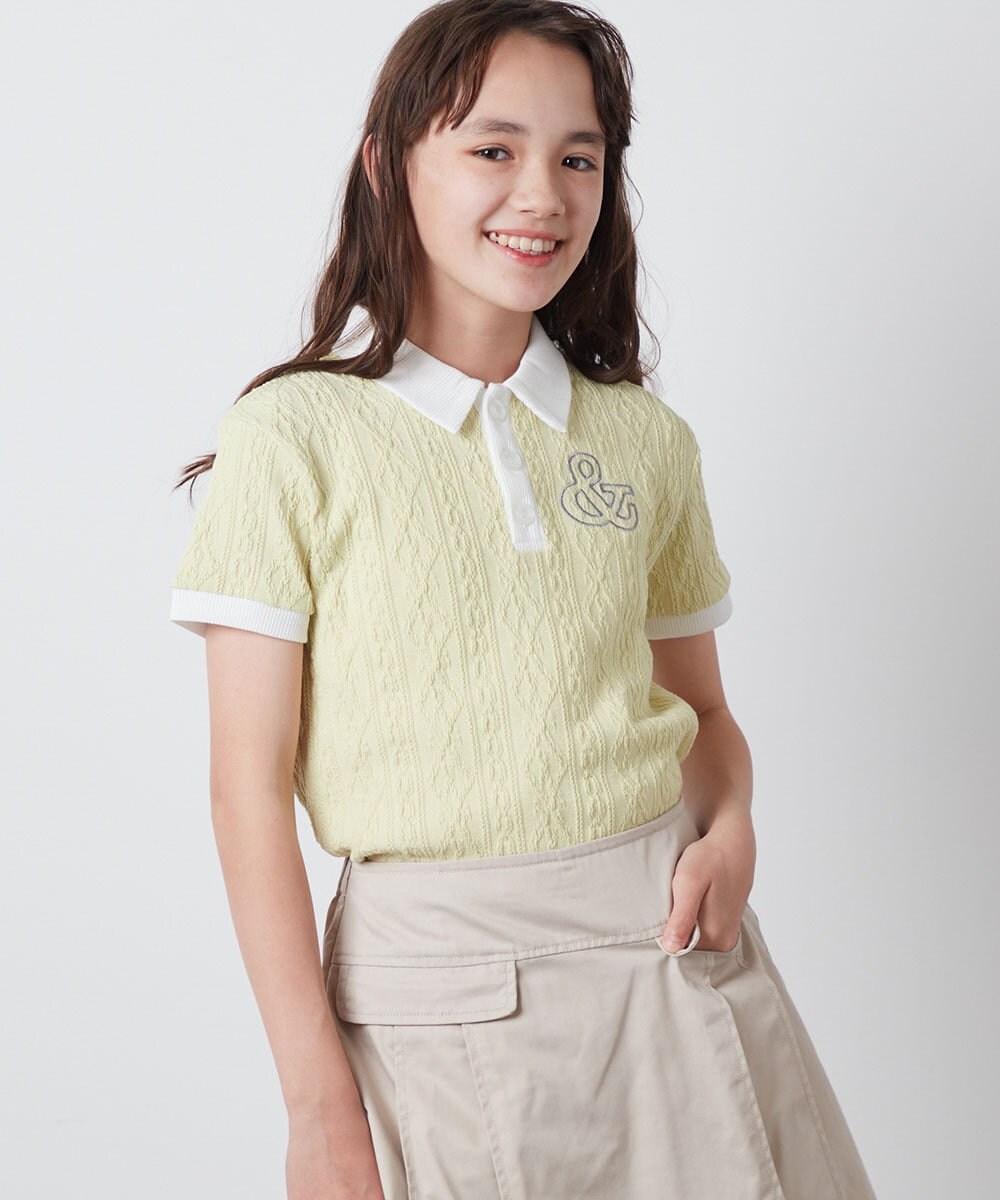 KJKFT84029 a.v.v KIDS(アー・ヴェ・ヴェ) [140-150]【マイルドライナーコラボ】ロゴポロTシャツ マイルドシトラスグリーン