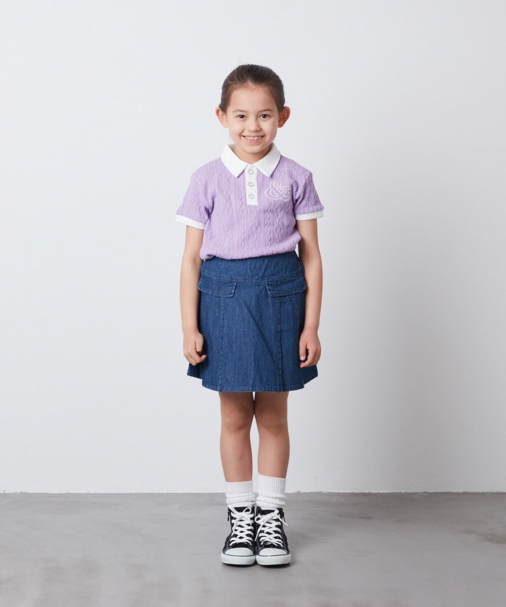 KJKFT84029 a.v.v KIDS(アー・ヴェ・ヴェ) [140-150]【マイルドライナーコラボ】ロゴポロTシャツ マイルドシトラスグリーン