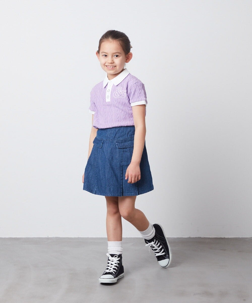 KJKFT84029 a.v.v KIDS(アー・ヴェ・ヴェ) [140-150]【マイルドライナーコラボ】ロゴポロTシャツ マイルドシトラスグリーン