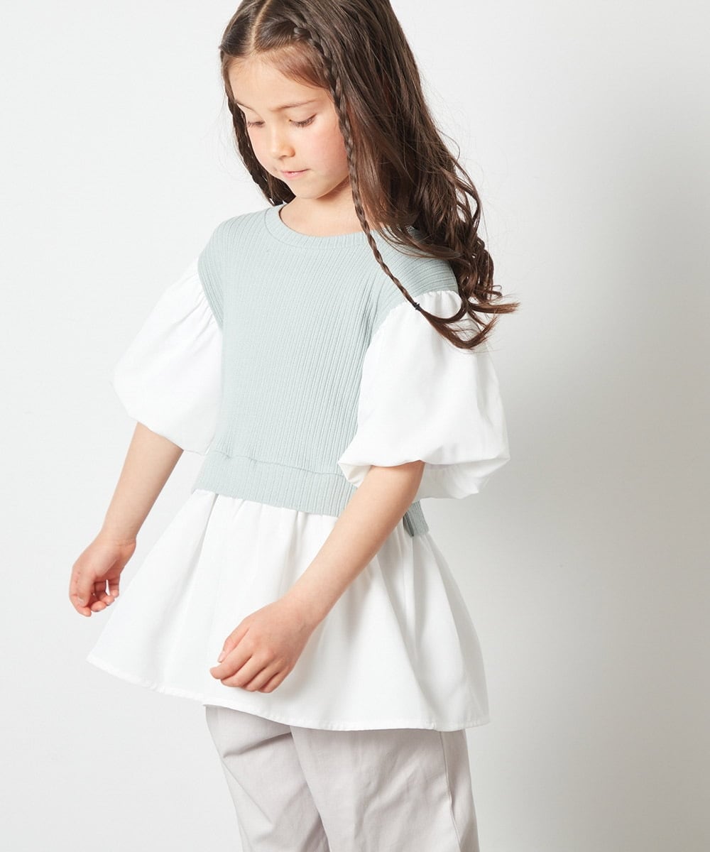 160]ボリューム袖ドッキングトップス(ブラウス・シャツ) | a.v.v KIDS