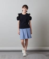 KJKFU49029 a.v.v KIDS(アー・ヴェ・ヴェ) [160]フロントフリルオフショルＴシャツ ブラック