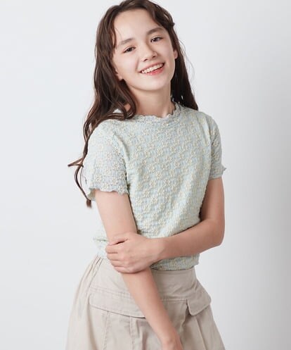 KJKFU51034 a.v.v KIDS [160]フラワーレースカットソー