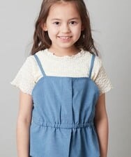 KJKFU51034 a.v.v KIDS(アー・ヴェ・ヴェ) [160]フラワーレースカットソー ライトブルー