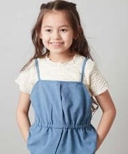 KJKFU51034 a.v.v KIDS(アー・ヴェ・ヴェ) [160]フラワーレースカットソー ライトブルー