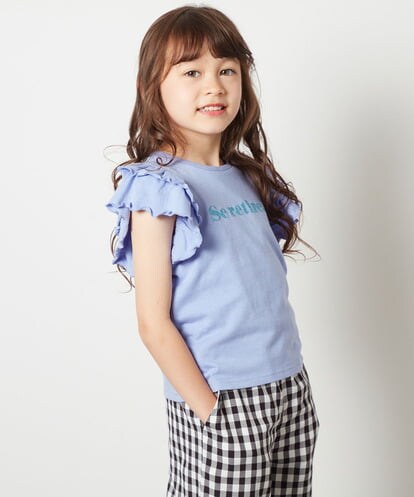 KJKFU83034 a.v.v KIDS [160]【マイルドライナーコラボ】袖フリルロゴカットソー