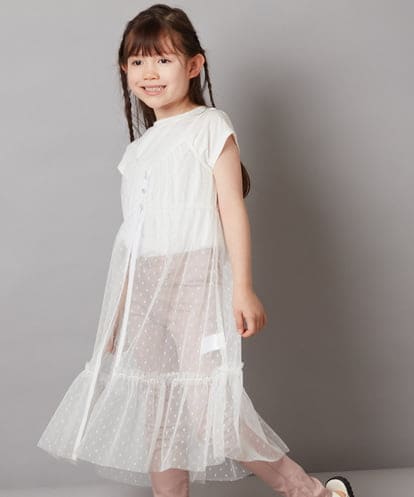 KJKFV37039 a.v.v KIDS [120-130]【２点セット】チュールキャミワンピ×Tシャツ