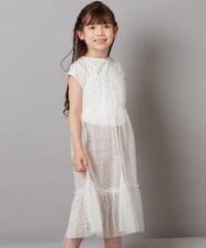 KJKFV37039 a.v.v KIDS(アー・ヴェ・ヴェ) [120-130]【２点セット】チュールキャミワンピ×Tシャツ ホワイト