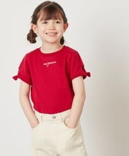 KJKFV38019 a.v.v KIDS(アー・ヴェ・ヴェ) [100-130]袖口リボンTシャツ レッド