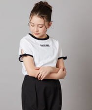 KJKFV38019 a.v.v KIDS(アー・ヴェ・ヴェ) [100-130]袖口リボンTシャツ レッド