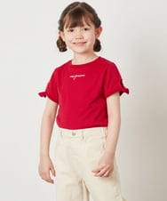 KJKFV38019 a.v.v KIDS(アー・ヴェ・ヴェ) [100-130]袖口リボンTシャツ レッド