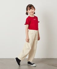 KJKFV38019 a.v.v KIDS(アー・ヴェ・ヴェ) [100-130]袖口リボンTシャツ レッド