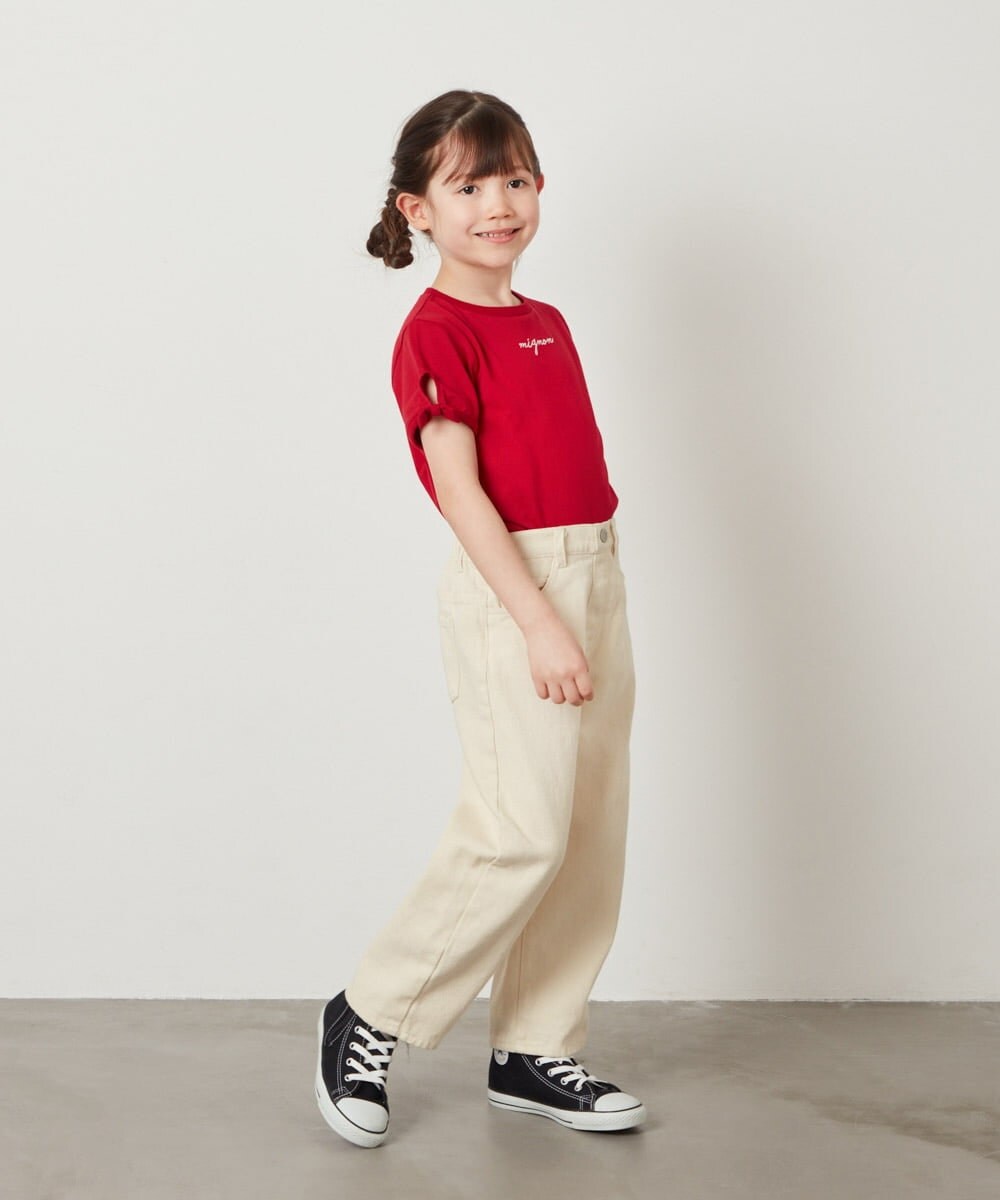 KJKFV38019 a.v.v KIDS(アー・ヴェ・ヴェ) [100-130]袖口リボンTシャツ レッド