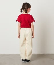 KJKFV38019 a.v.v KIDS(アー・ヴェ・ヴェ) [100-130]袖口リボンTシャツ レッド