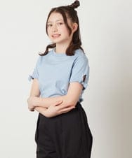 KJKFV38019 a.v.v KIDS(アー・ヴェ・ヴェ) [100-130]袖口リボンTシャツ ライトブルー