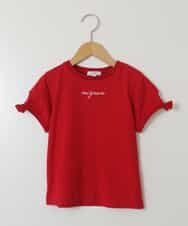 KJKFV38019 a.v.v KIDS(アー・ヴェ・ヴェ) [100-130]袖口リボンTシャツ レッド