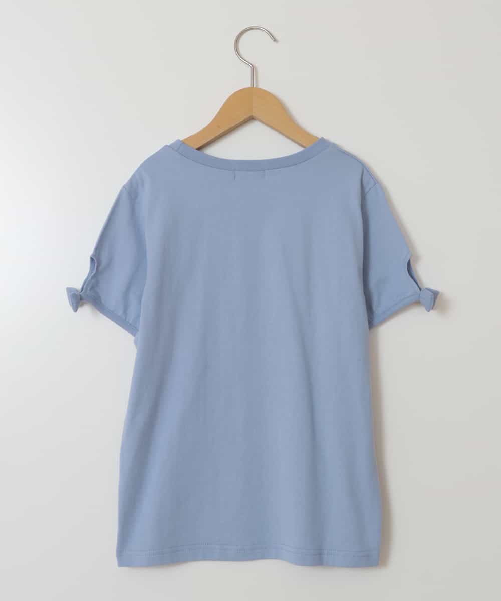 KJKFV38019 a.v.v KIDS(アー・ヴェ・ヴェ) [100-130]袖口リボンTシャツ ライトブルー