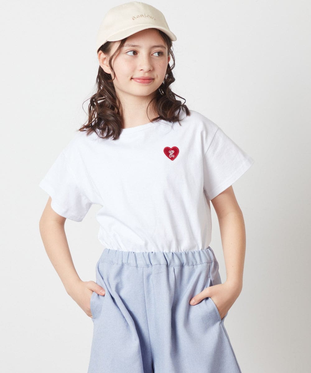 KJKFV40019 a.v.v KIDS(アー・ヴェ・ヴェ) [100-130]ハートワッペン半袖Tシャツ ホワイト