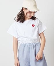 KJKFV40019 a.v.v KIDS(アー・ヴェ・ヴェ) [100-130]ハートワッペン半袖Tシャツ ボーダー