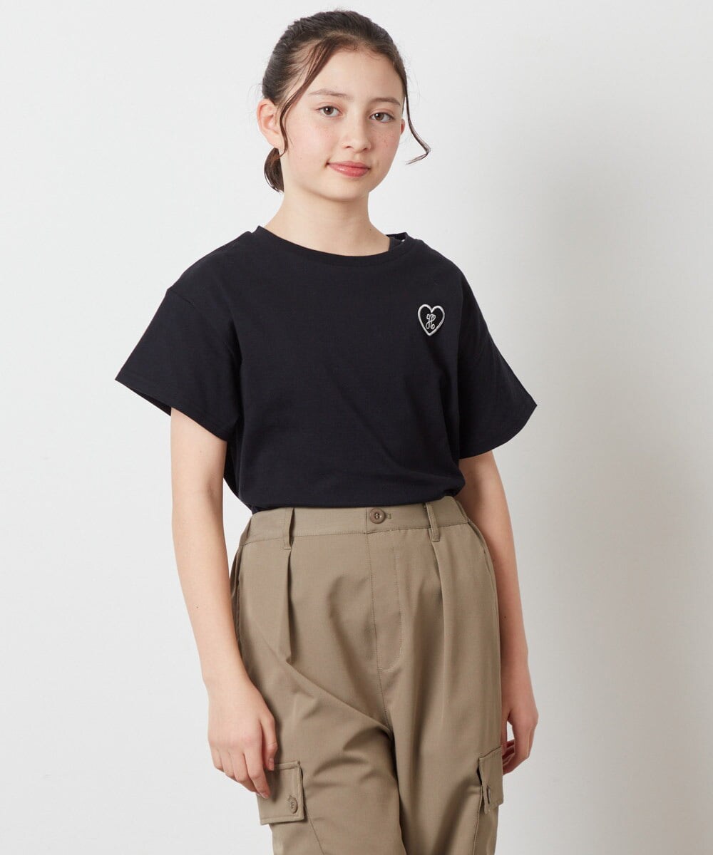 KJKFV40019 a.v.v KIDS(アー・ヴェ・ヴェ) [100-130]ハートワッペン半袖Tシャツ ボーダー