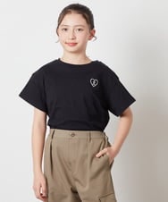 KJKFV40019 a.v.v KIDS(アー・ヴェ・ヴェ) [100-130]ハートワッペン半袖Tシャツ ブラック