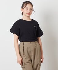 KJKFV40019 a.v.v KIDS(アー・ヴェ・ヴェ) [100-130]【コットン100％】ハートワッペン半袖Tシャツ ブラック