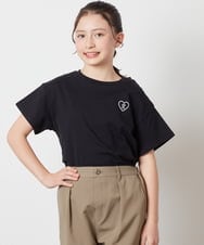 KJKFV40019 a.v.v KIDS(アー・ヴェ・ヴェ) [100-130]【コットン100％】ハートワッペン半袖Tシャツ ブラック