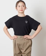 KJKFV40019 a.v.v KIDS(アー・ヴェ・ヴェ) [100-130]【コットン100％】ハートワッペン半袖Tシャツ ブラック