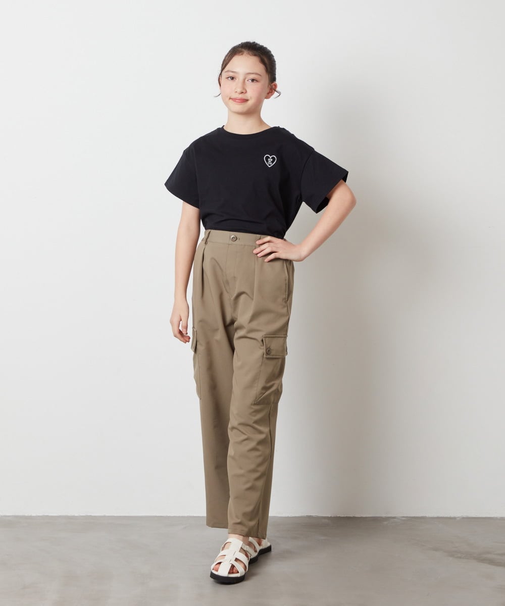 KJKFV40019 a.v.v KIDS(アー・ヴェ・ヴェ) [100-130]【コットン100％】ハートワッペン半袖Tシャツ ブラック