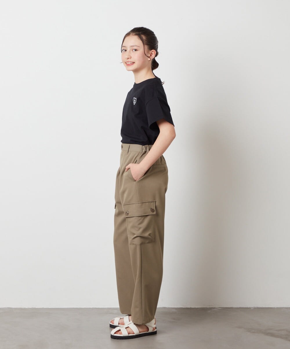 KJKFV40019 a.v.v KIDS(アー・ヴェ・ヴェ) [100-130]【コットン100％】ハートワッペン半袖Tシャツ ブラック
