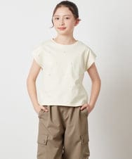 KJKFV41019 a.v.v KIDS(アー・ヴェ・ヴェ) [100-130]ラインストーン半袖Ｔシャツ ホワイト