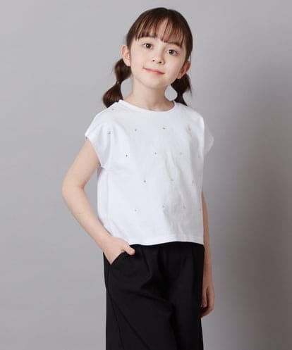 KJKFV41019 a.v.v KIDS [100-130]ラインストーン半袖Ｔシャツ