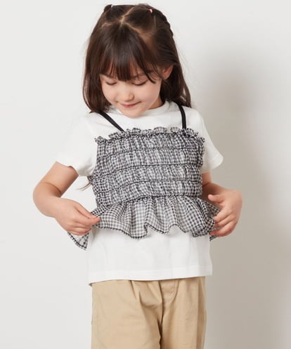 KJKFV43034 a.v.v KIDS [100-130]チュールキャミドッキングＴシャツ