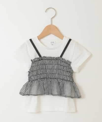 KJKFV43034 a.v.v KIDS [100-130]チュールキャミドッキングＴシャツ