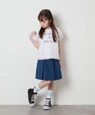 KJKFV45019 a.v.v KIDS(アー・ヴェ・ヴェ) [100-130]チュールレイヤーロゴTシャツ ホワイト